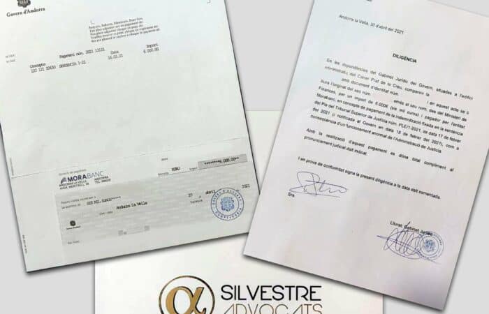 Diligència cobrament indemnització de 6.000 euros per mal funcionament de la Justícia